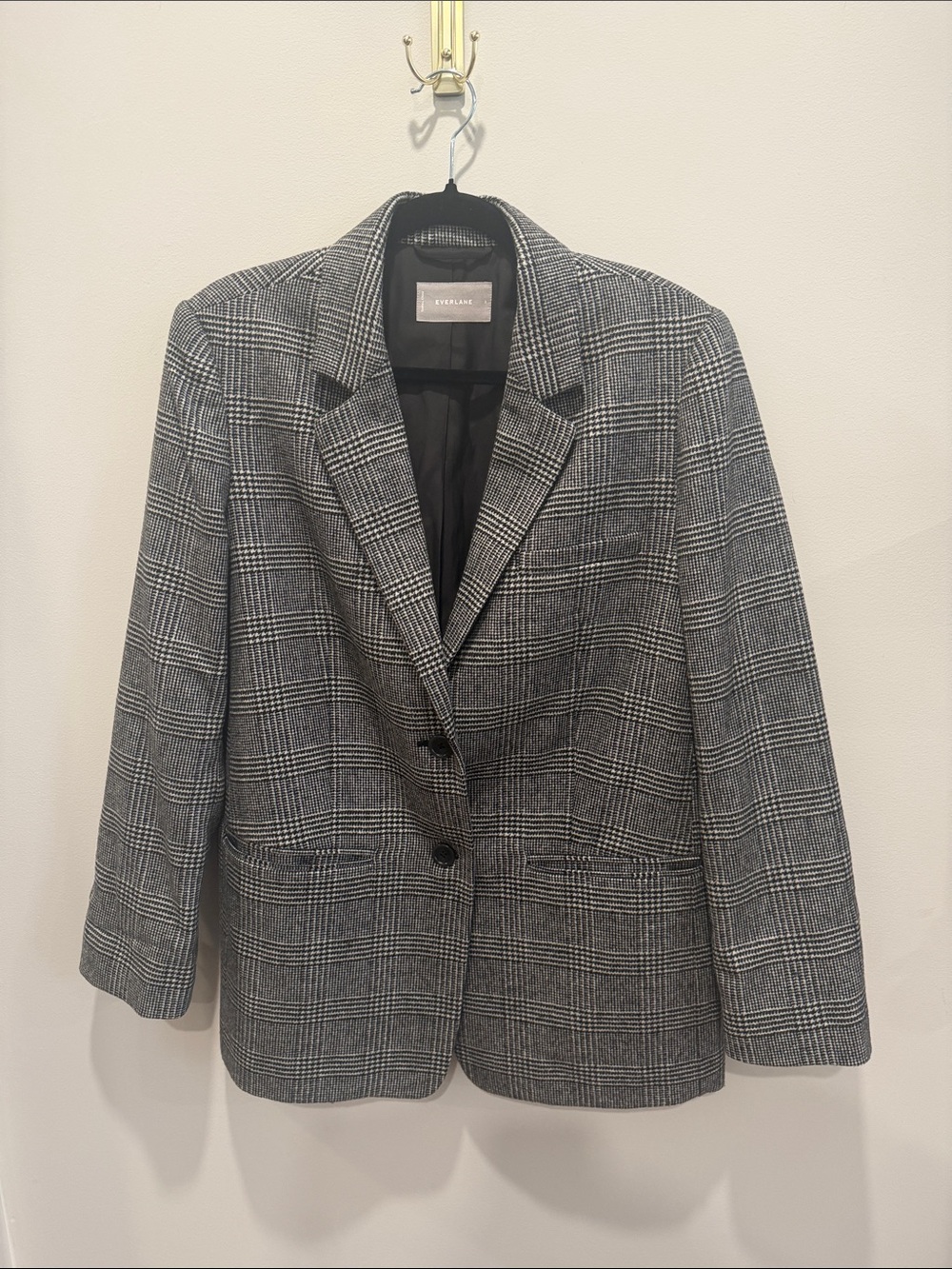 NEVER WORN! Everlane Black and Gray Glen Plaid Tailored Blazer